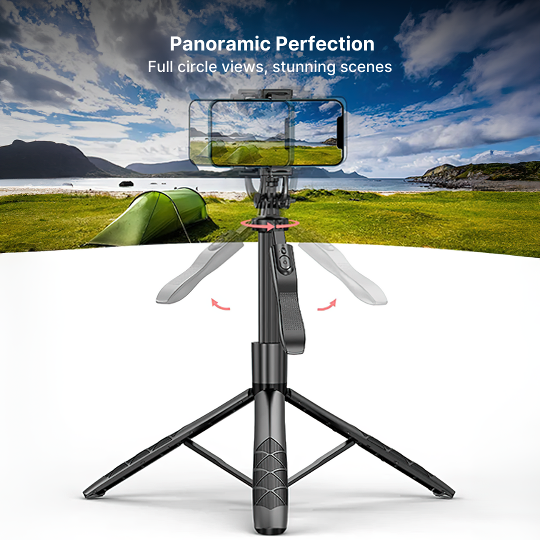 360° Panoramic Handheld Tripod Selfie Stick with Remote Control for Mobile Phones