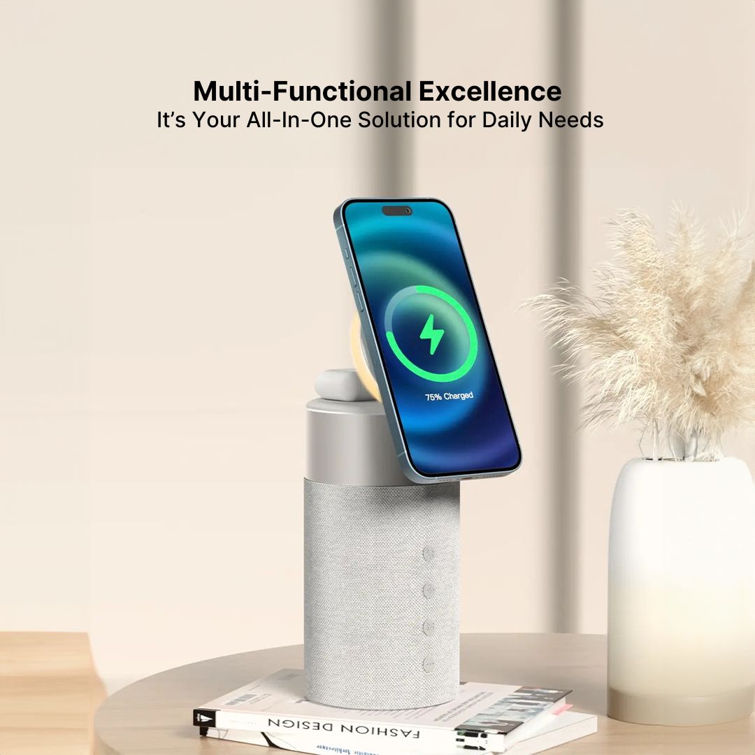 3-in-1 Wireless Charging Hub, Bluetooth Speaker & Night Light