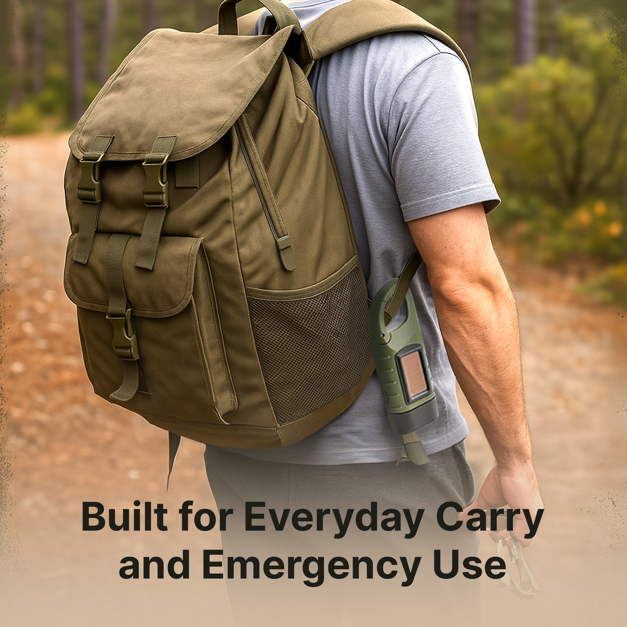 Solar Powered Hand Crank Flashlight with Powerbank