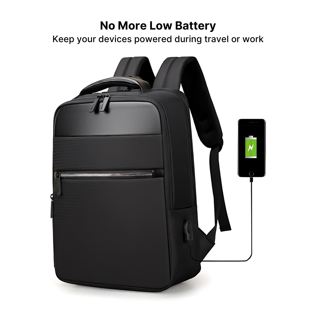 Nylon Business Backpack with Built-in USB Port
