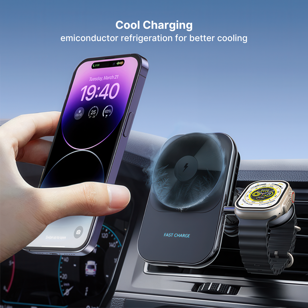 2 in 1 Phone & Apple Watch Car Charger with Ice Cooling