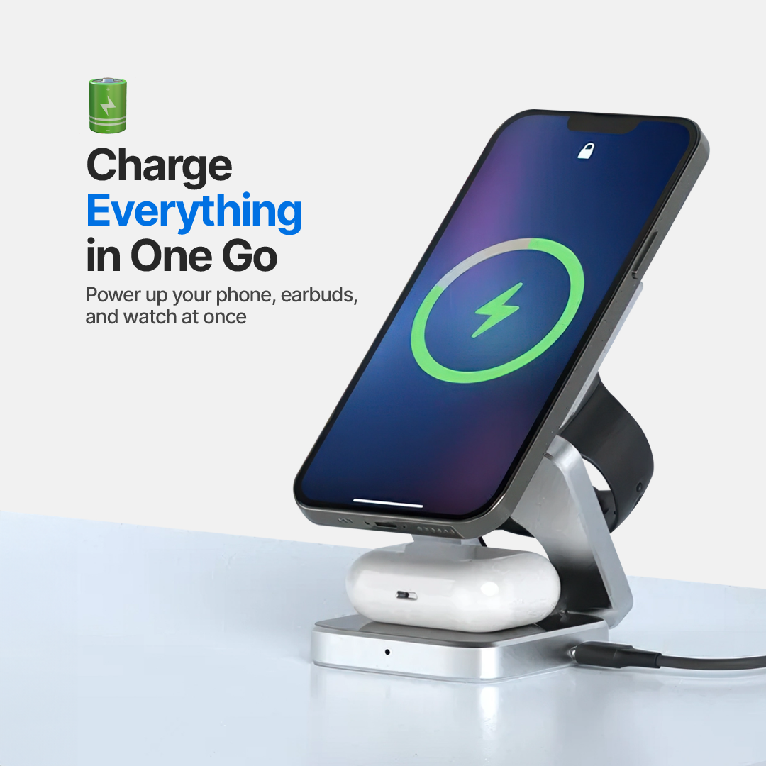 ChargeDeck 3-in-1 Foldable Wireless Station - For Apple & Android