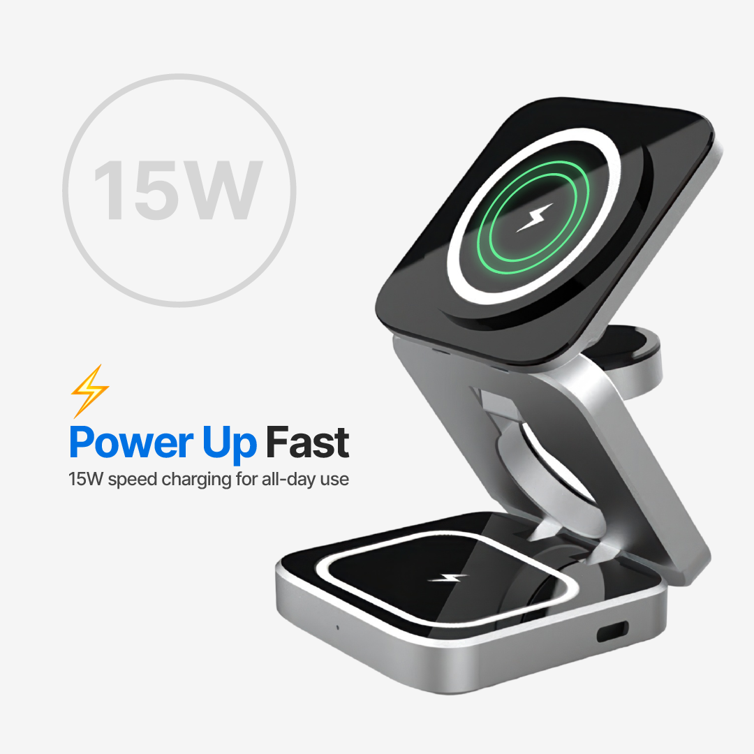 ChargeDeck 3-in-1 Foldable Wireless Station - For Apple & Android