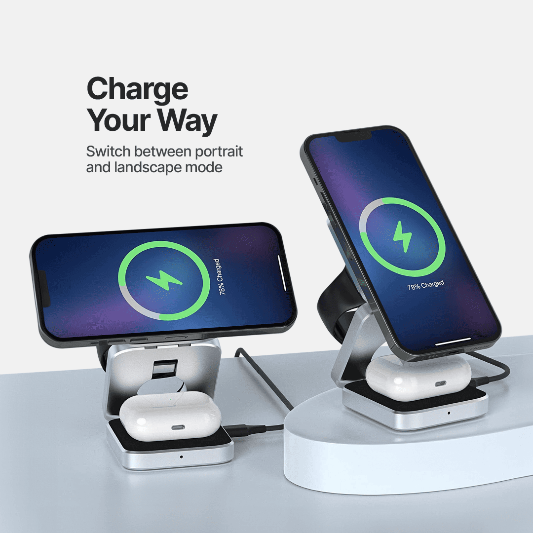 ChargeDeck 3-in-1 Foldable Wireless Station - For Apple & Android