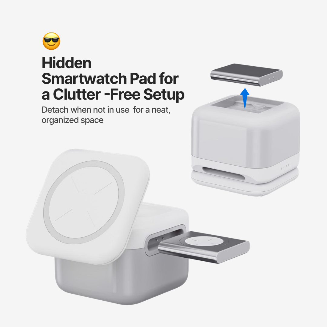 CubeMag 3-in-1 Magnetic Wireless Charging Station for Apple and Android