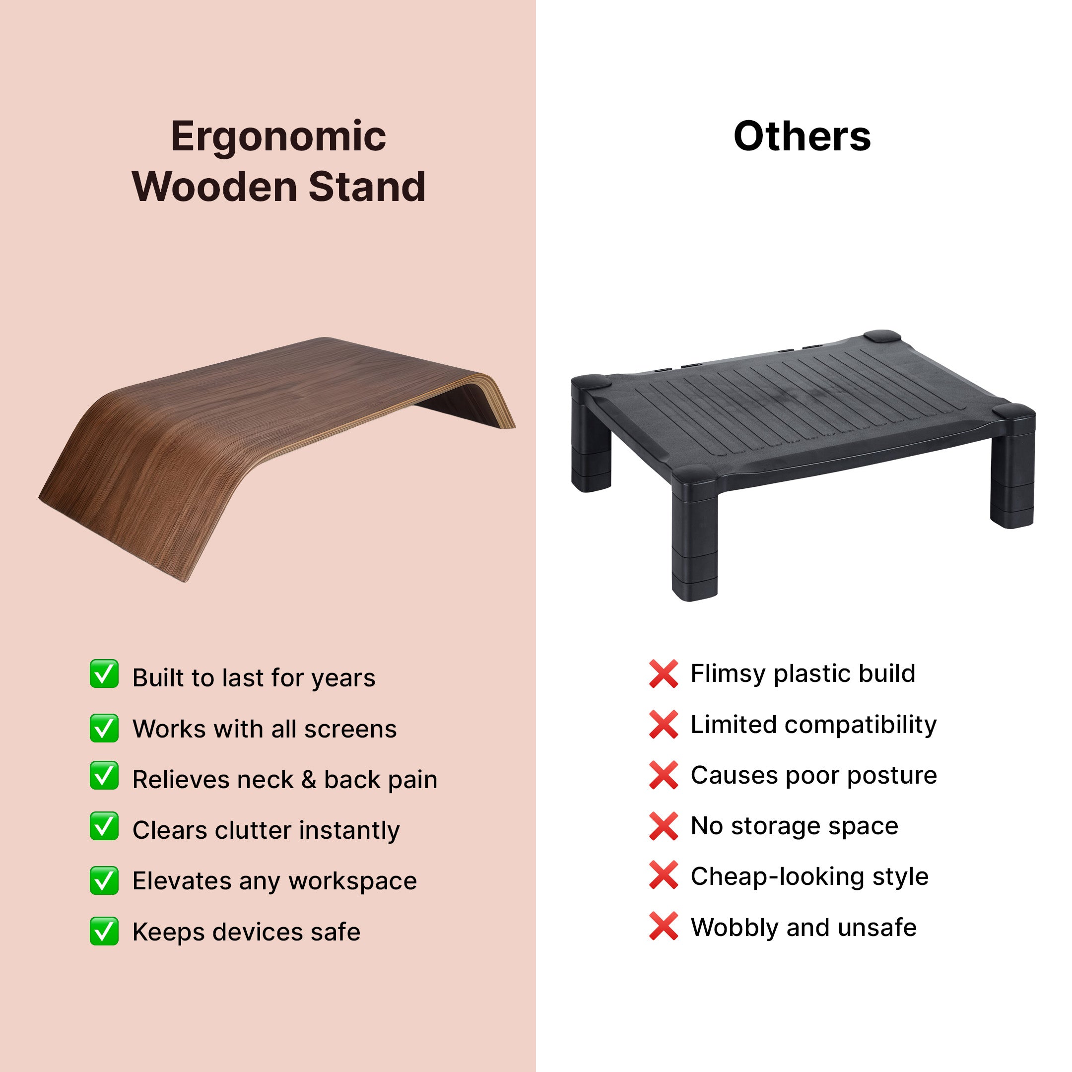 Ergonomic Wooden Monitor Stand