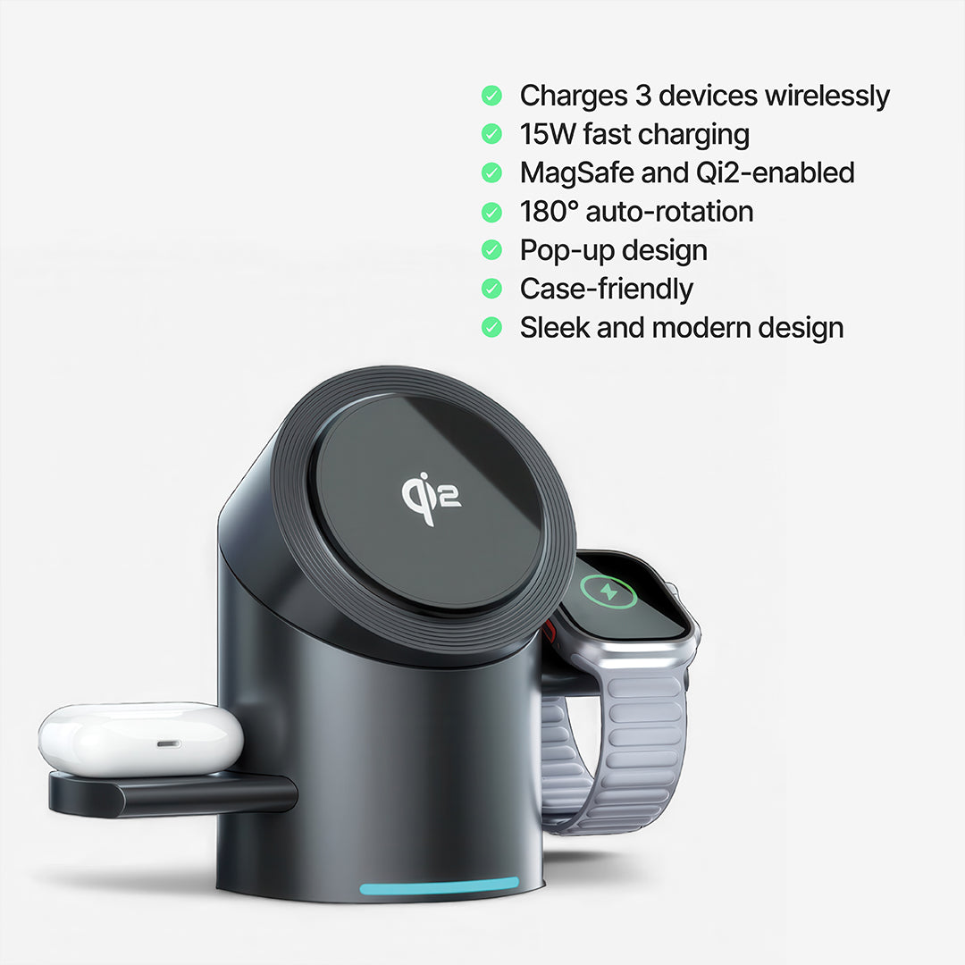 Halo MagSafe 3 in 1 Wireless Charging Station Qi2